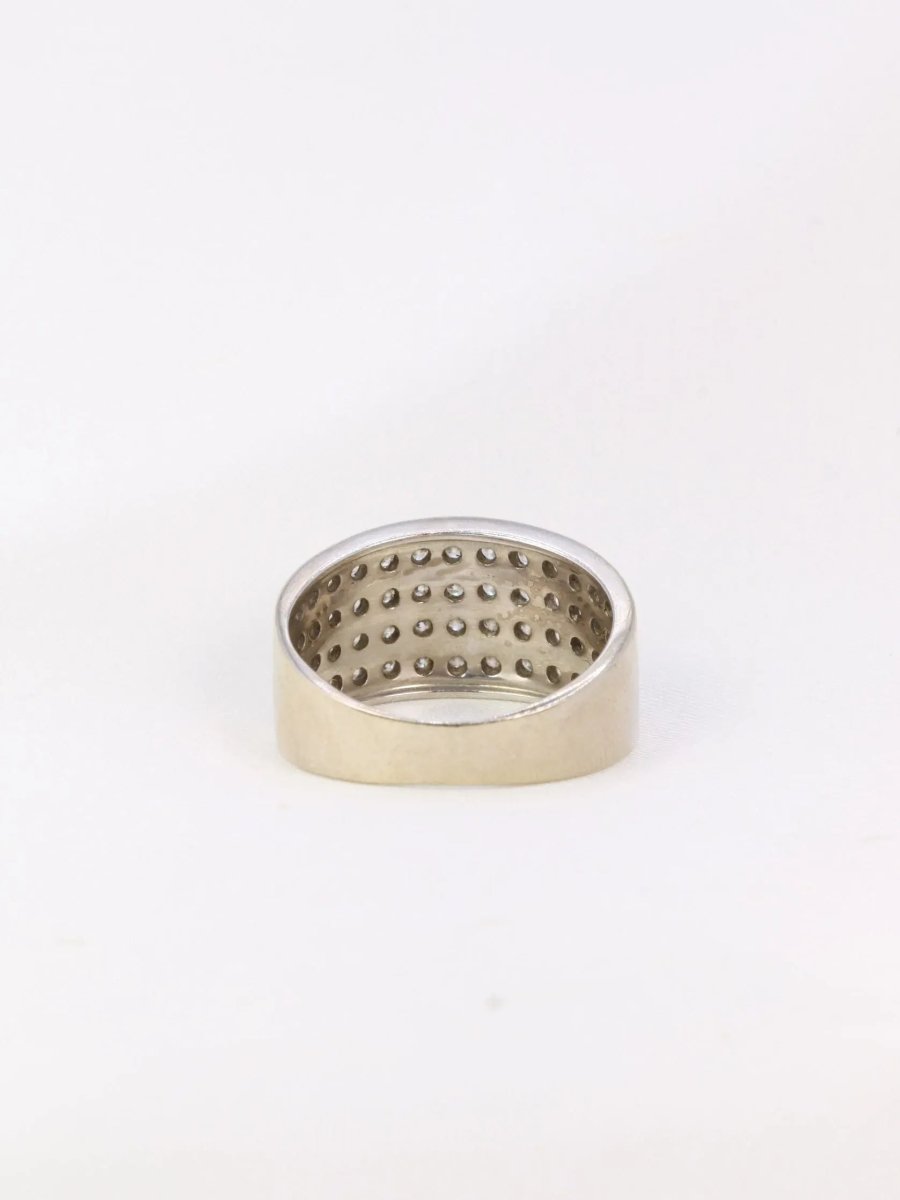 Bague bandeau vintage en or blanc et diamants - Castafiore
