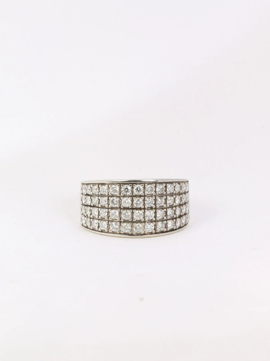 Bague bandeau vintage en or blanc et diamants - Castafiore
