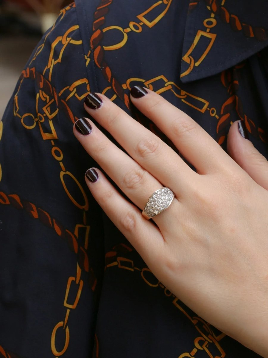 Bague bandeau vintage or jaune diamants - Castafiore
