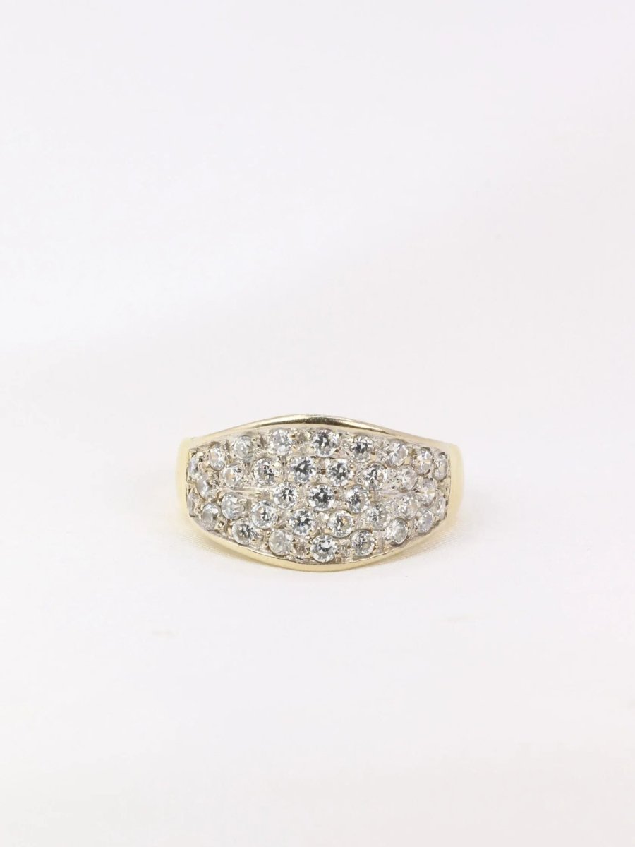 Bague bandeau vintage or jaune diamants - Castafiore