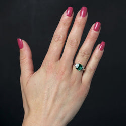 Bague BAUME Émeraude et diamants en or blanc et or jaune - Castafiore