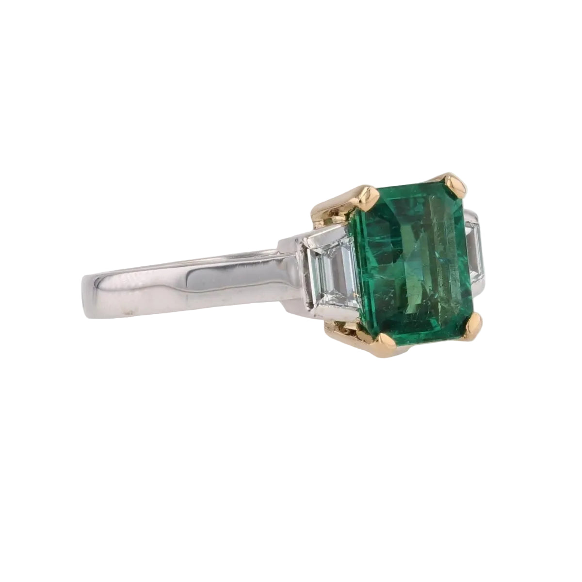 Bague BAUME Émeraude et diamants en or blanc et or jaune - Castafiore