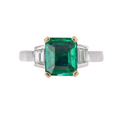 Bague BAUME Émeraude et diamants en or blanc et or jaune - Castafiore