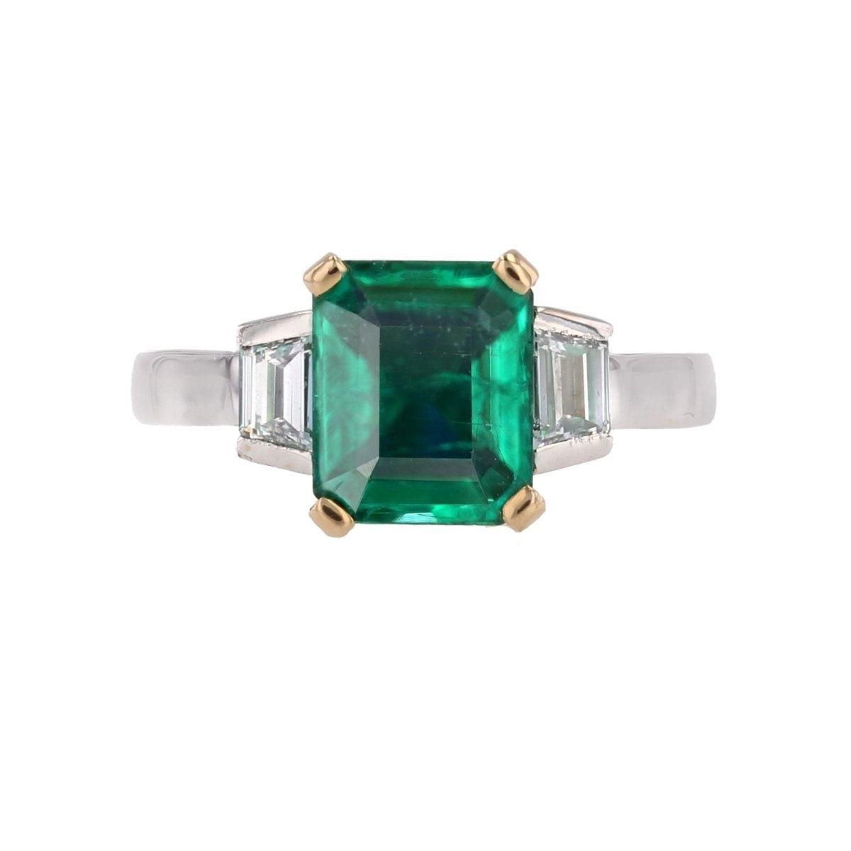 Bague BAUME Émeraude et diamants en or blanc et or jaune - Castafiore