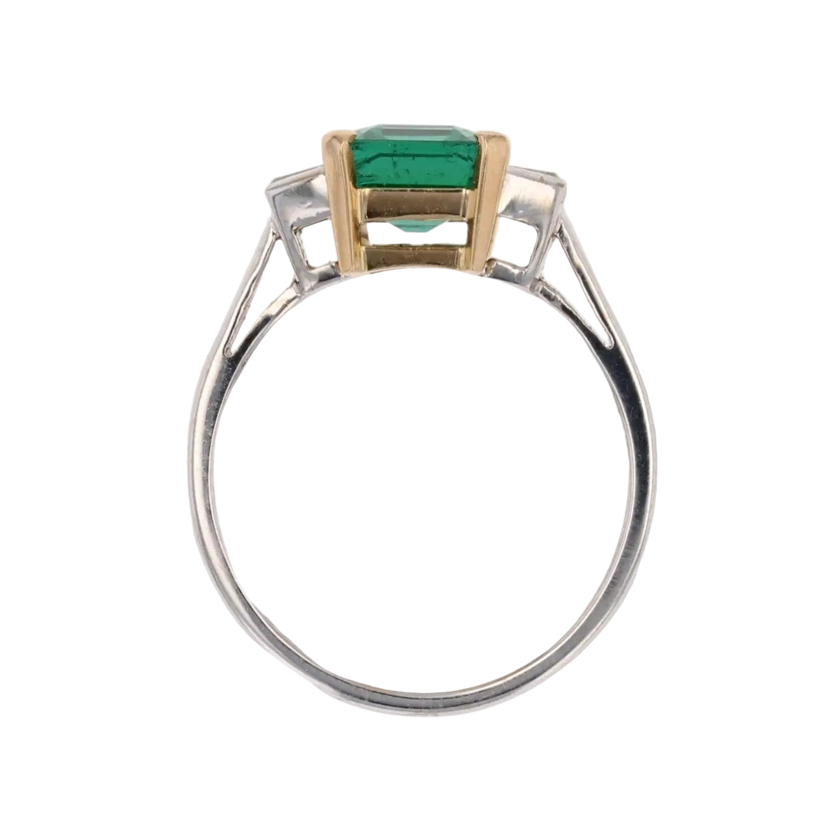 Bague BAUME Émeraude et diamants en or blanc et or jaune - Castafiore