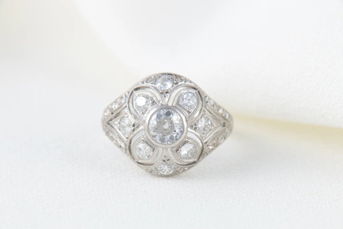 Bague Belle Epoque 1920 en Platine et Diamants - Castafiore
