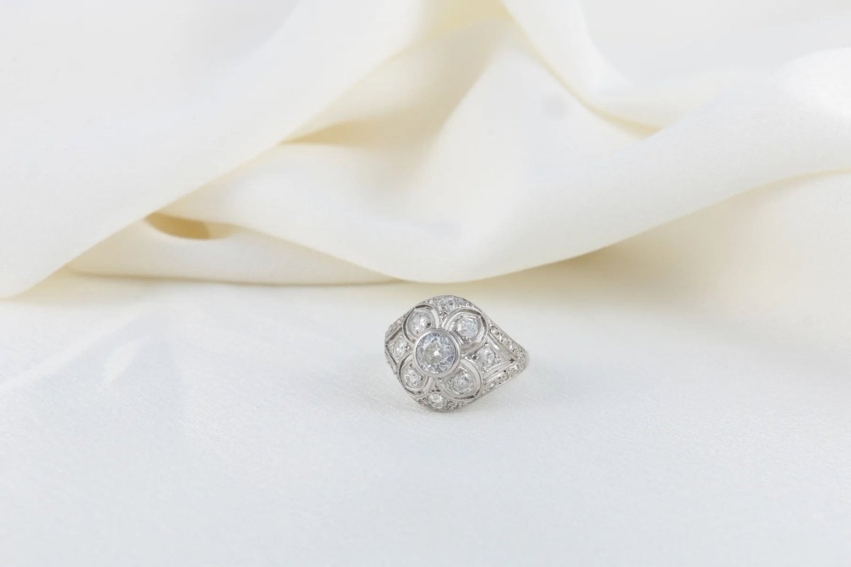 Bague Belle Epoque 1920 en Platine et Diamants - Castafiore