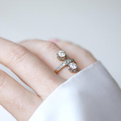 Bague Belle Epoque aigrette en or jaune et platine avec diamants - Castafiore