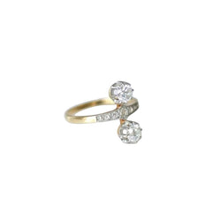 Bague Belle Epoque aigrette en or jaune et platine avec diamants - Castafiore