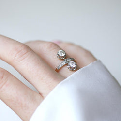 Bague Belle Epoque aigrette en or jaune et platine avec diamants - Castafiore