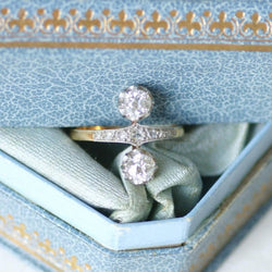 Bague Belle Epoque aigrette en or jaune et platine avec diamants - Castafiore