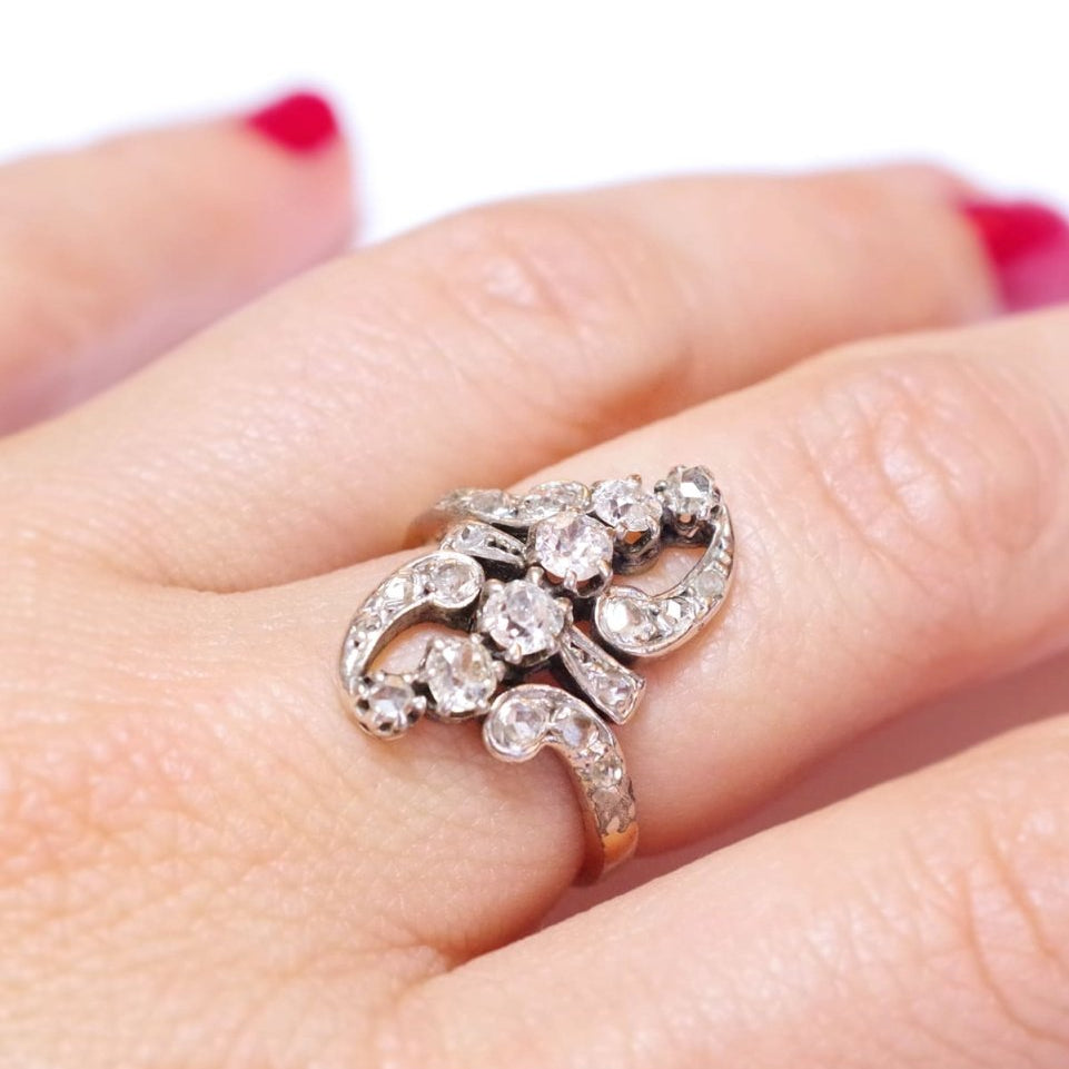 Bague Belle Epoque diamants en or - Castafiore