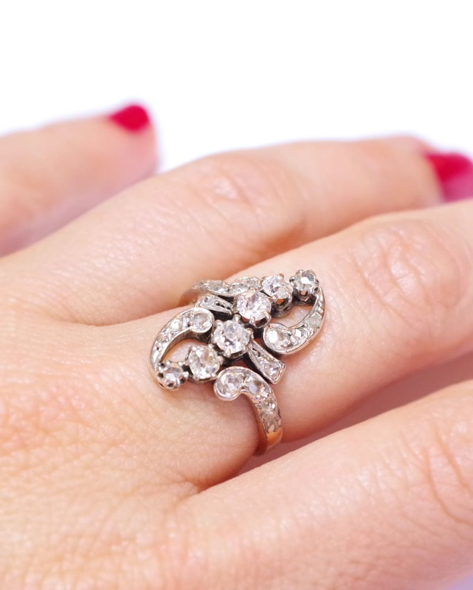 Bague Belle Epoque diamants en or - Castafiore