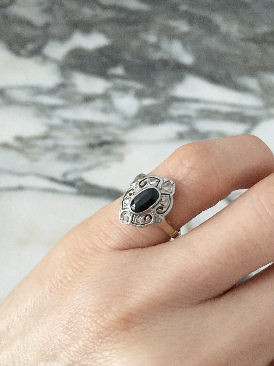 Bague Belle Époque en or jaune 18K et platine - Castafiore