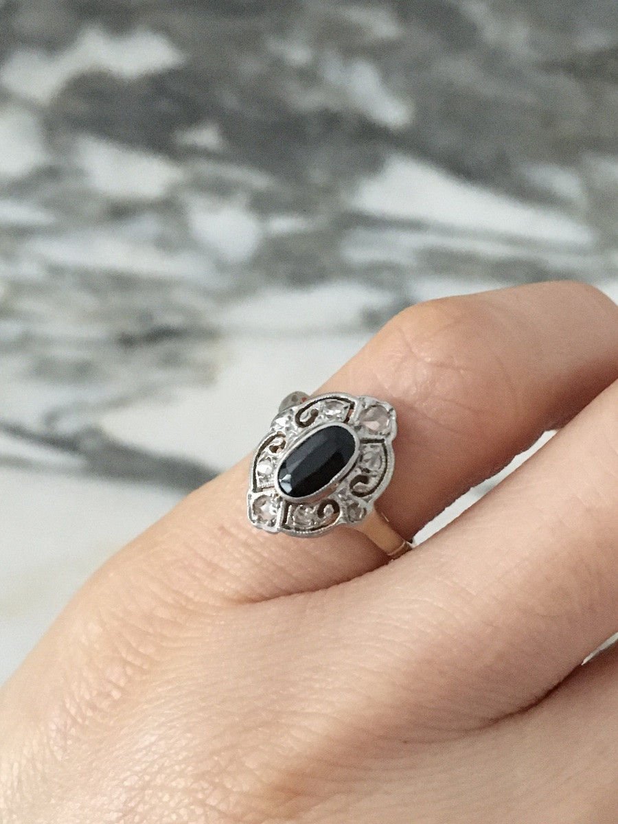 Bague Belle Époque en or jaune 18K et platine - Castafiore