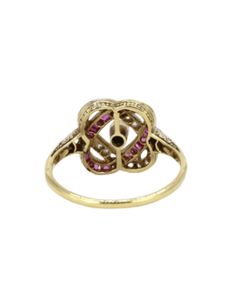 Bague Belle Époque en or jaune, rubis et diamants - Castafiore