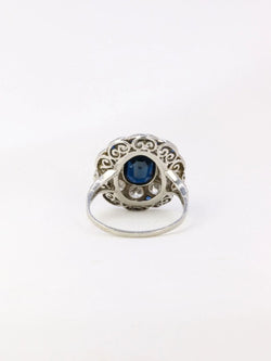 Bague Belle Epoque en platine, saphir et diamants - Castafiore