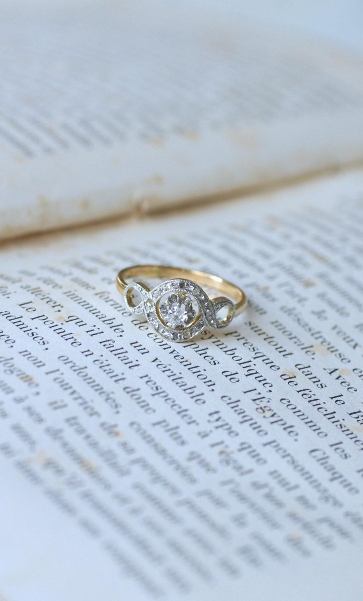 Bague Belle Epoque Infini Diamants sur Or et Platine - Castafiore