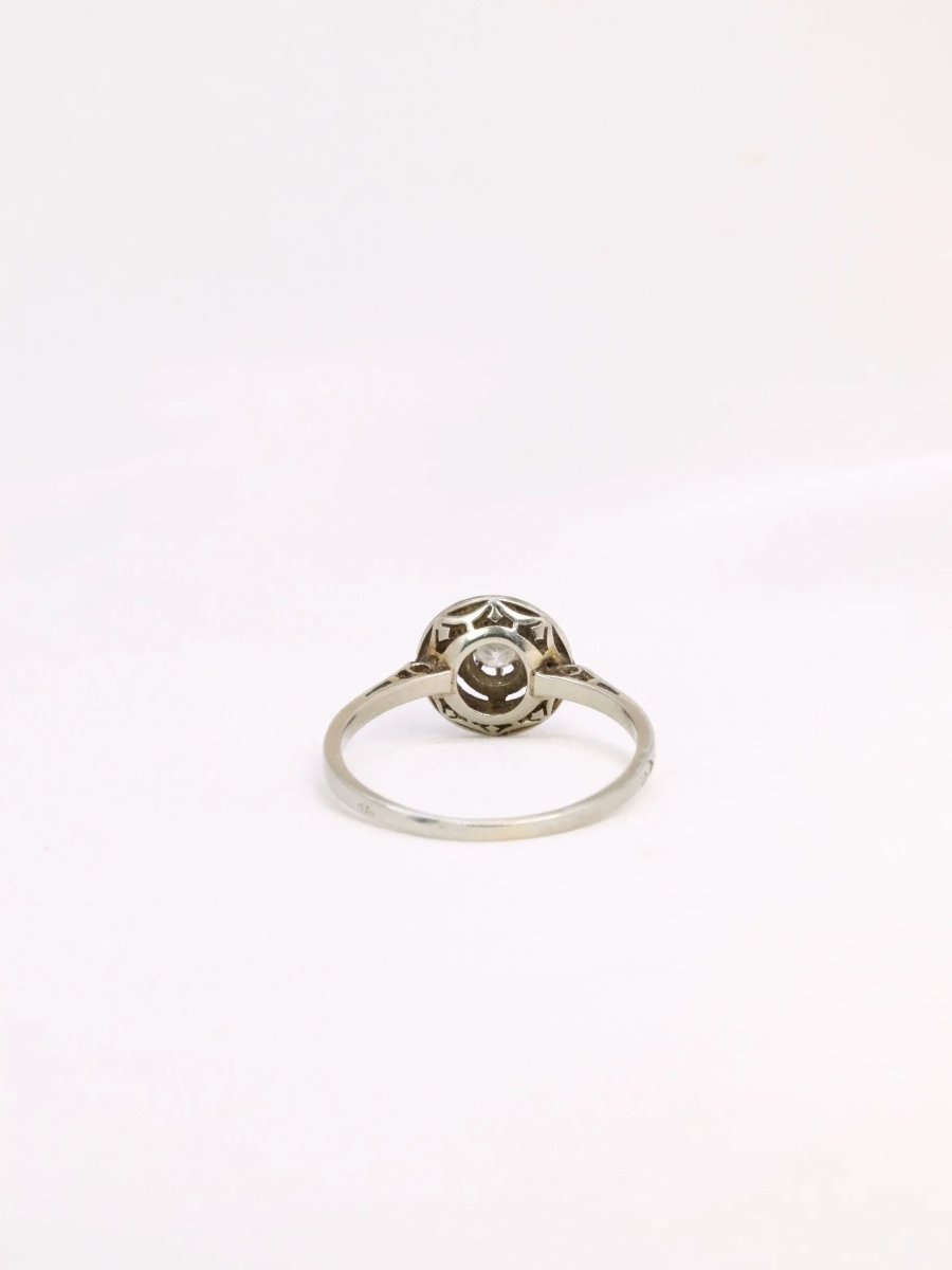 Bague Belle Epoque or platine diamants taille ancienne 0,15 ct - Castafiore