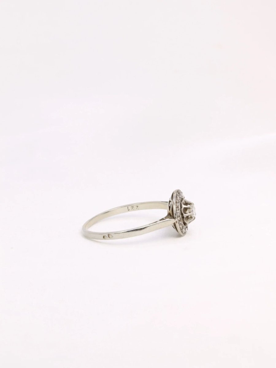 Bague Belle Epoque or platine diamants taille ancienne 0,15 ct - Castafiore