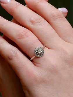 Bague Belle Epoque or platine diamants taille ancienne 0,15 ct - Castafiore