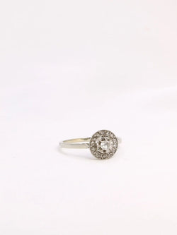 Bague Belle Epoque or platine diamants taille ancienne 0,15 ct - Castafiore