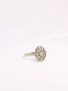 Bague Belle Epoque ovale or platine diamant 0,15 ct - Castafiore