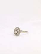 Bague Belle Epoque ovale or platine diamant 0,15 ct - Castafiore