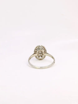 Bague Belle Epoque ovale or platine diamant 0,15 ct - Castafiore