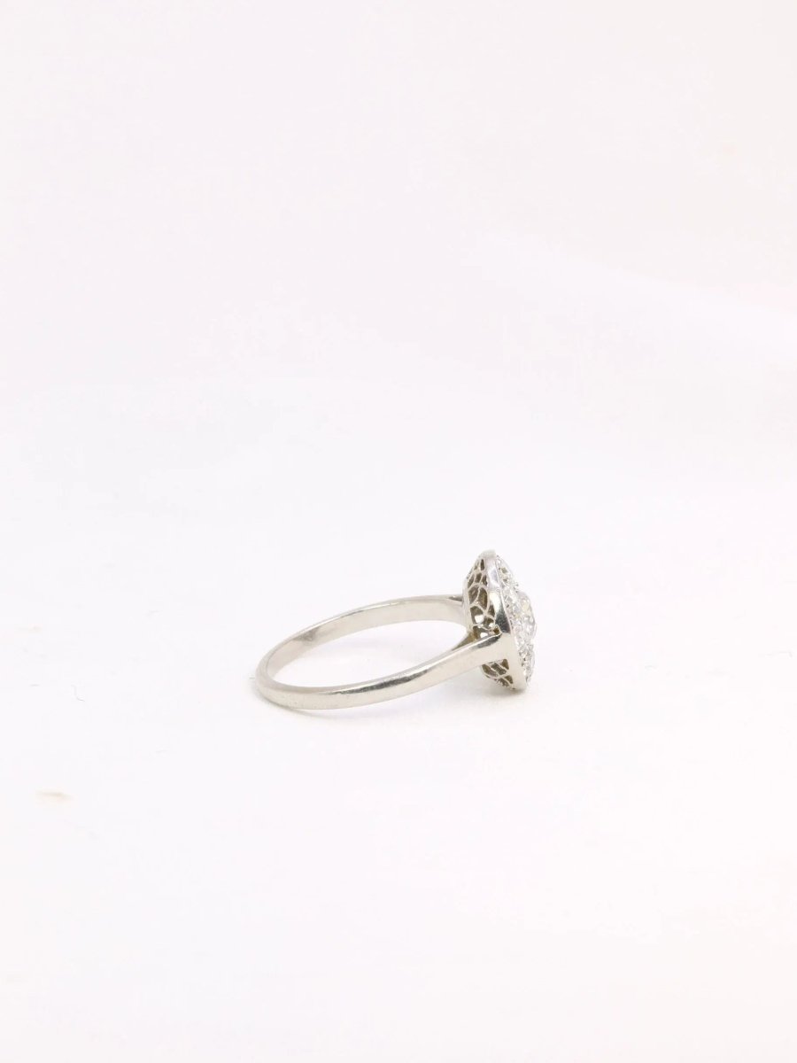 Bague Belle Epoque platine diamants taille ancienne - Castafiore
