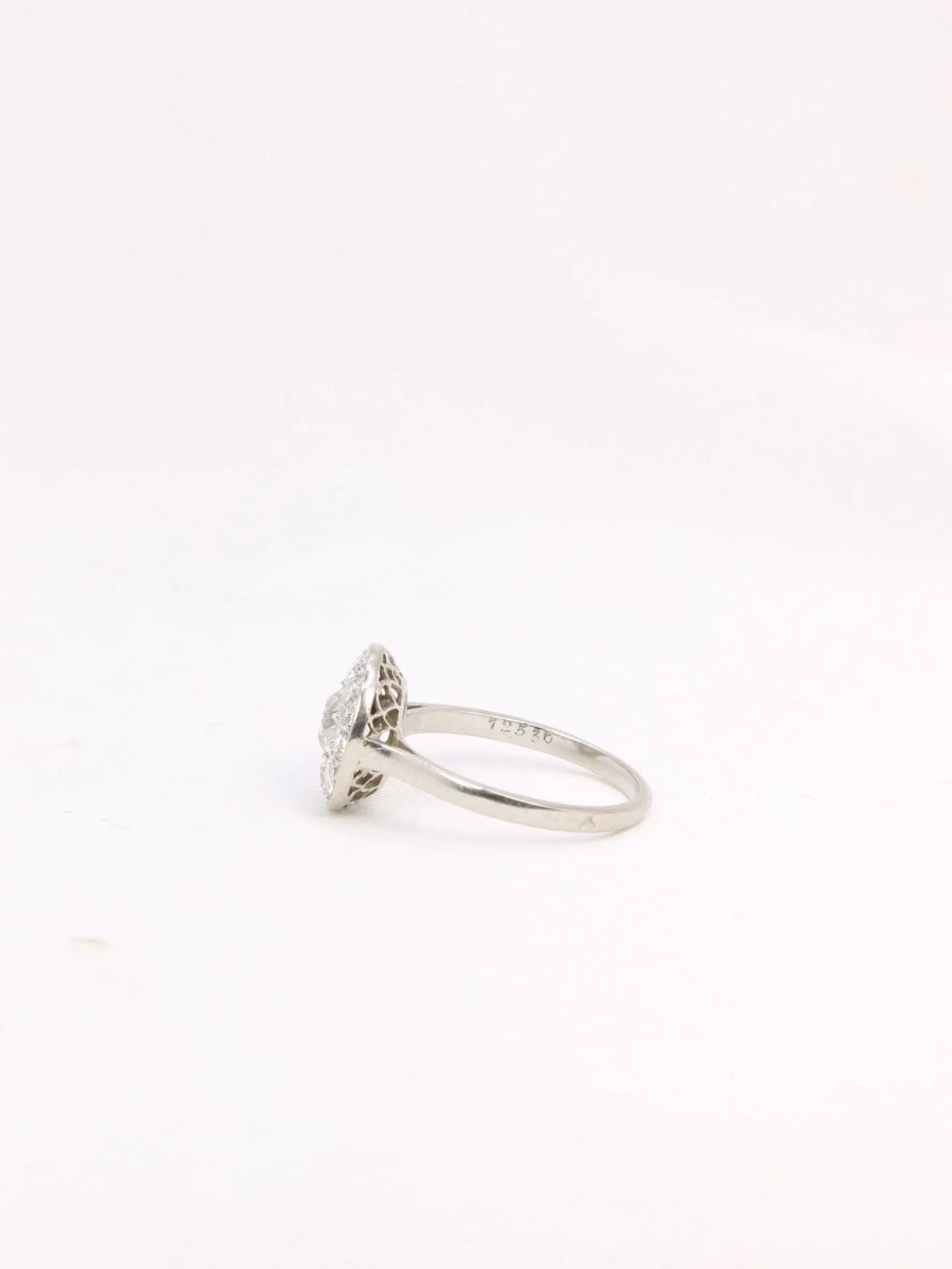Bague Belle Epoque platine diamants taille ancienne - Castafiore