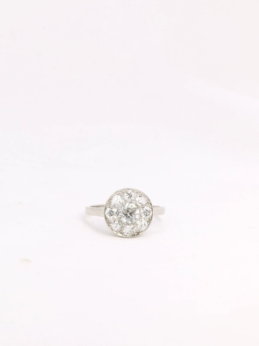 Bague Belle Epoque platine diamants taille ancienne - Castafiore