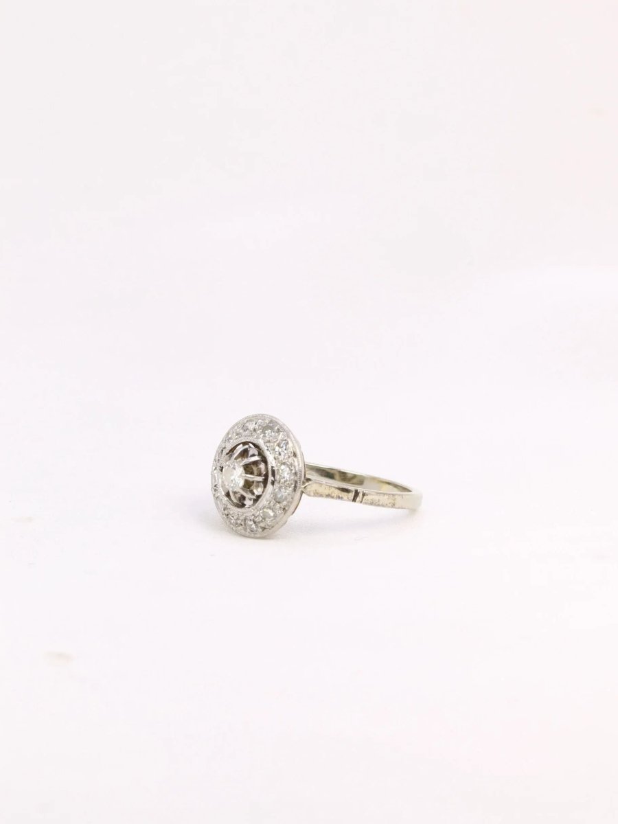 Bague Belle Epoque ronde diamants taille ancienne - Castafiore