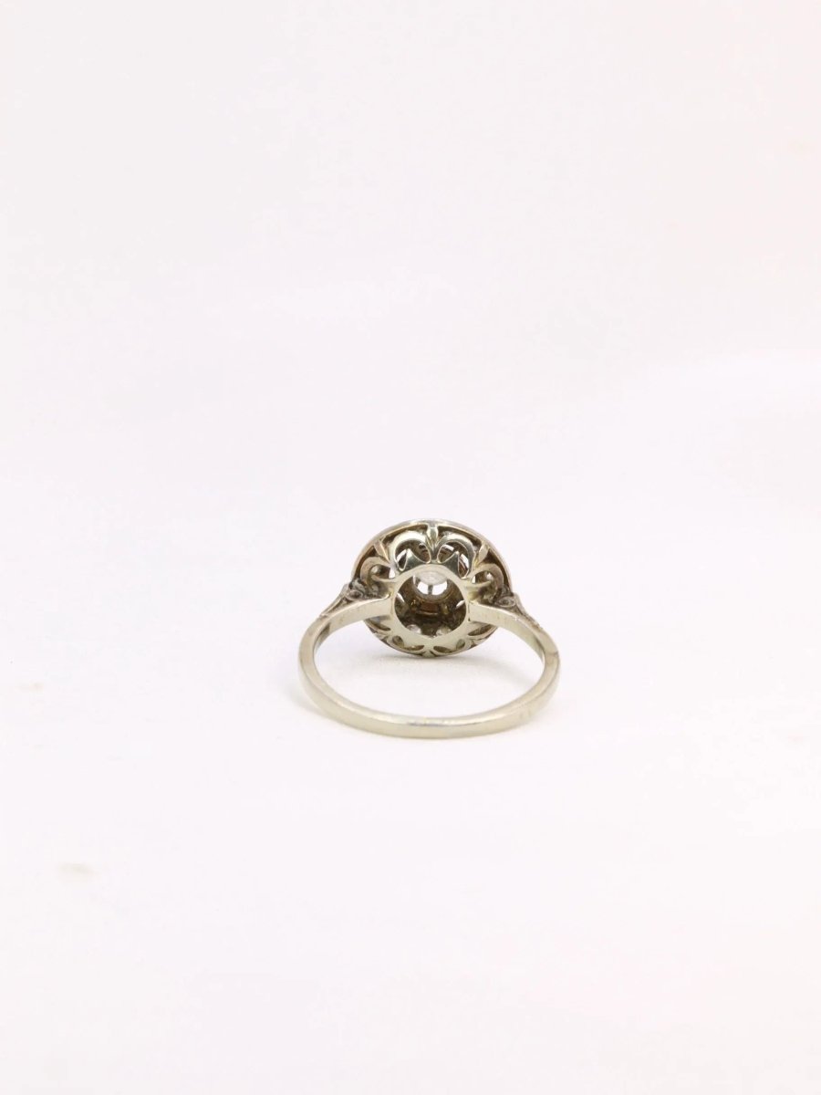Bague Belle Epoque ronde diamants taille ancienne - Castafiore
