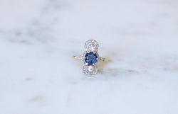 Bague Belle Epoque Saphir 1,18 Cts et Diamants - Castafiore