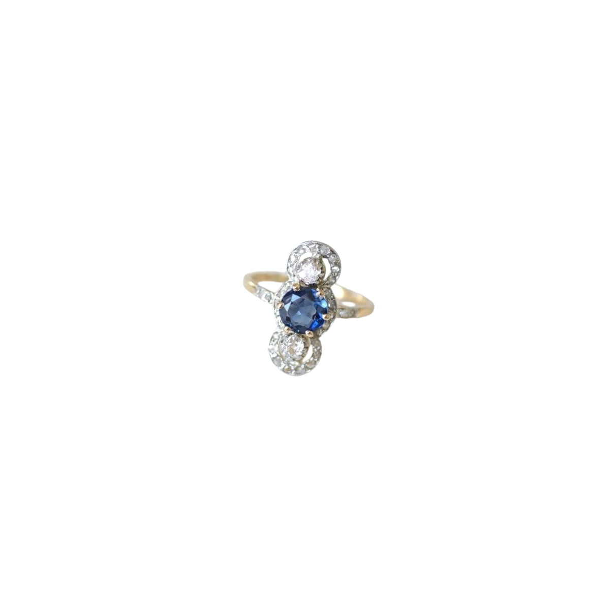 Bague Belle Epoque Saphir 1,18 Cts et Diamants - Castafiore