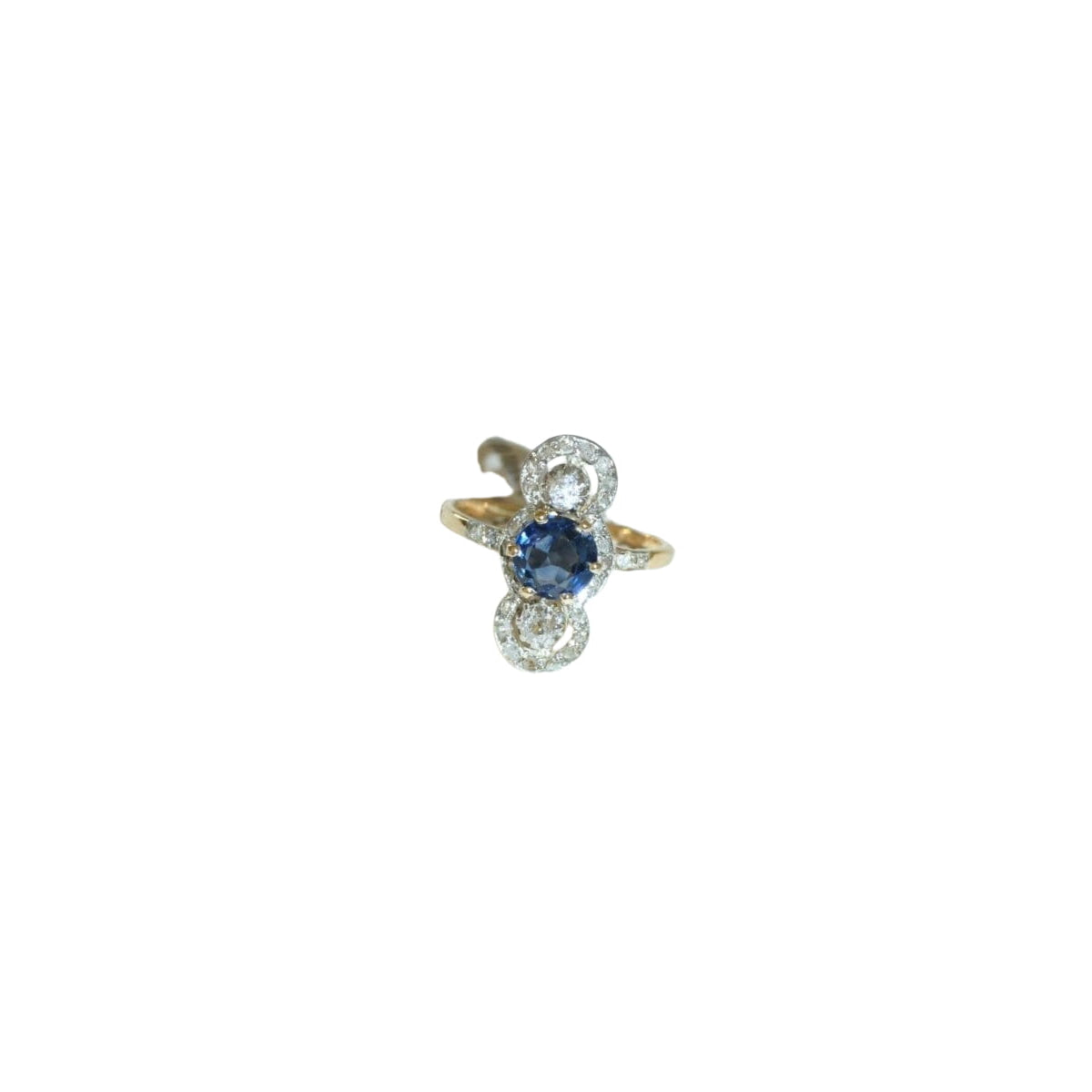 Bague Belle Epoque Saphir 1,18 Cts et Diamants - Castafiore