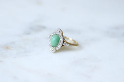 Bague Belle Epoque Turquoise Entourage Diamants - Castafiore