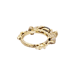 Bague BIBI VAN DER VELDEN "Family Crest Lion" en or jaune, saphir et diamants - Castafiore