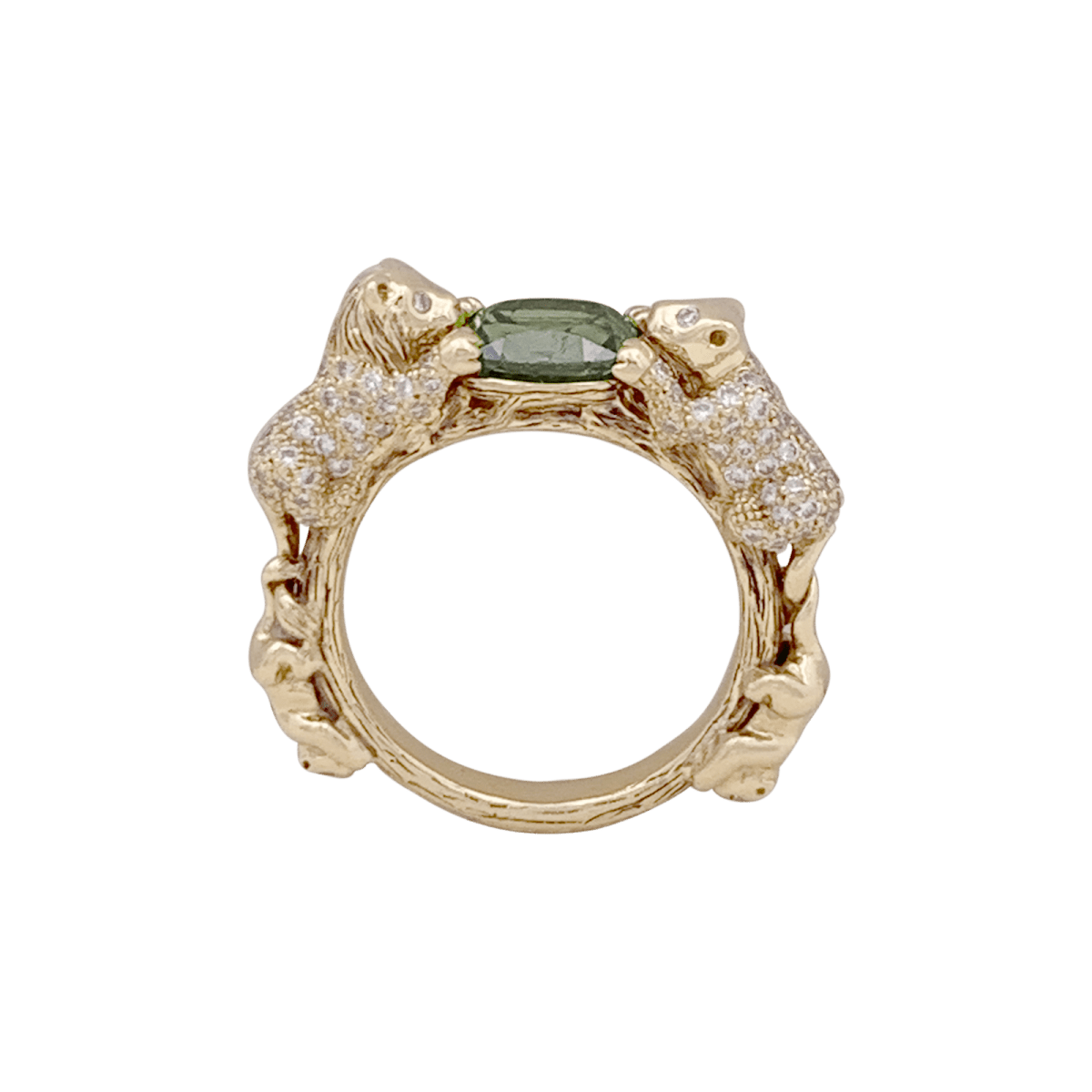 Bague BIBI VAN DER VELDEN "Family Crest Lion" en or jaune, saphir et diamants - Castafiore