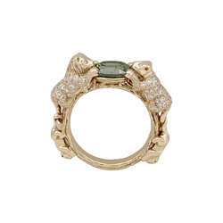 Bague BIBI VAN DER VELDEN "Family Crest Lion" en or jaune, saphir et diamants - Castafiore