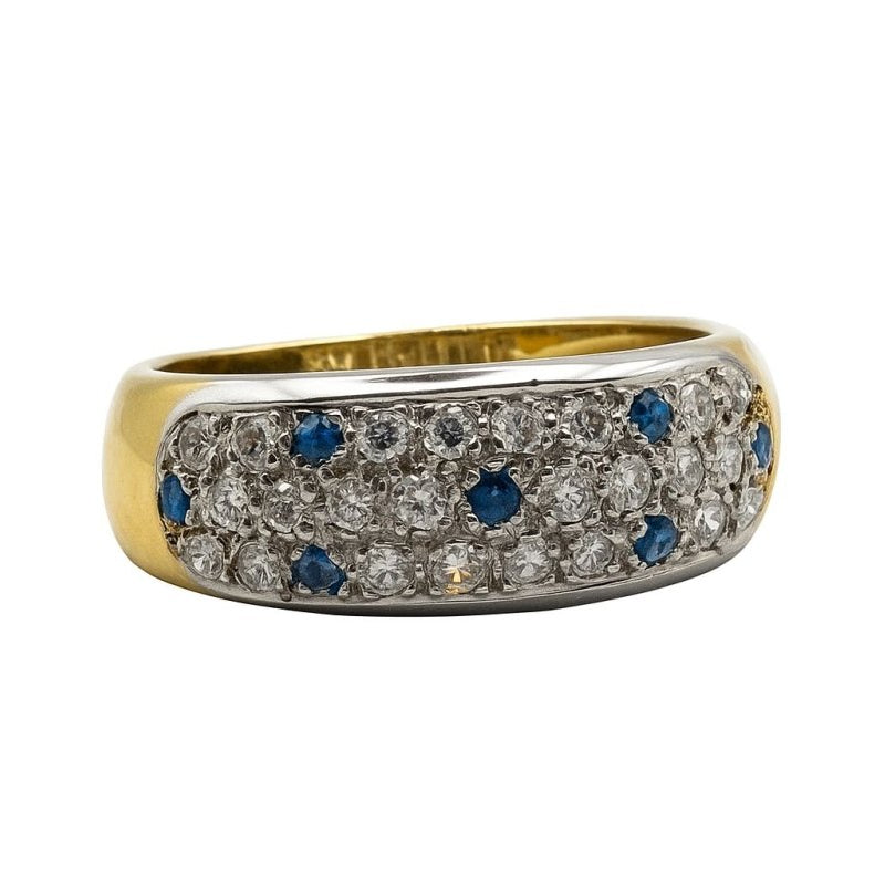 Bague BICOLOR en or jaune et blanc avec saphirs et diamants - Castafiore