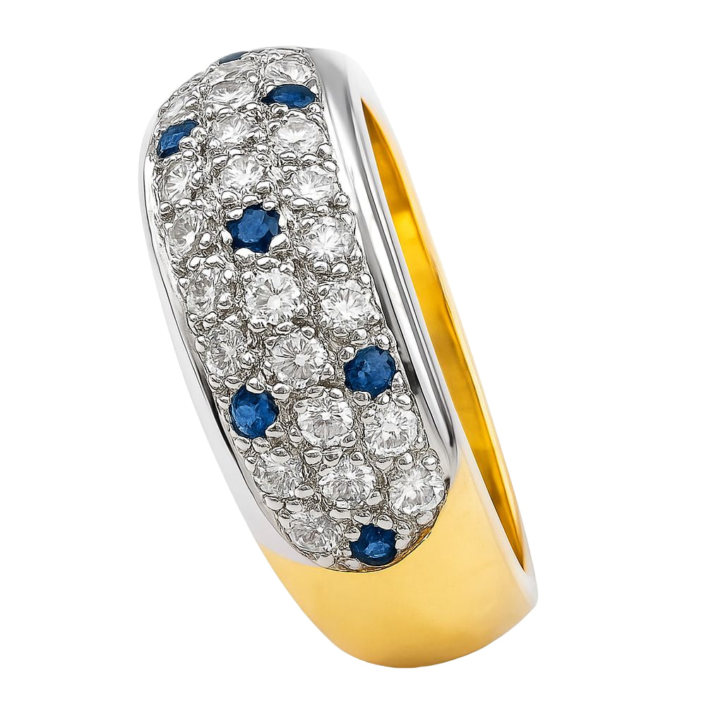 Bague BICOLOR en or jaune et blanc avec saphirs et diamants - Castafiore