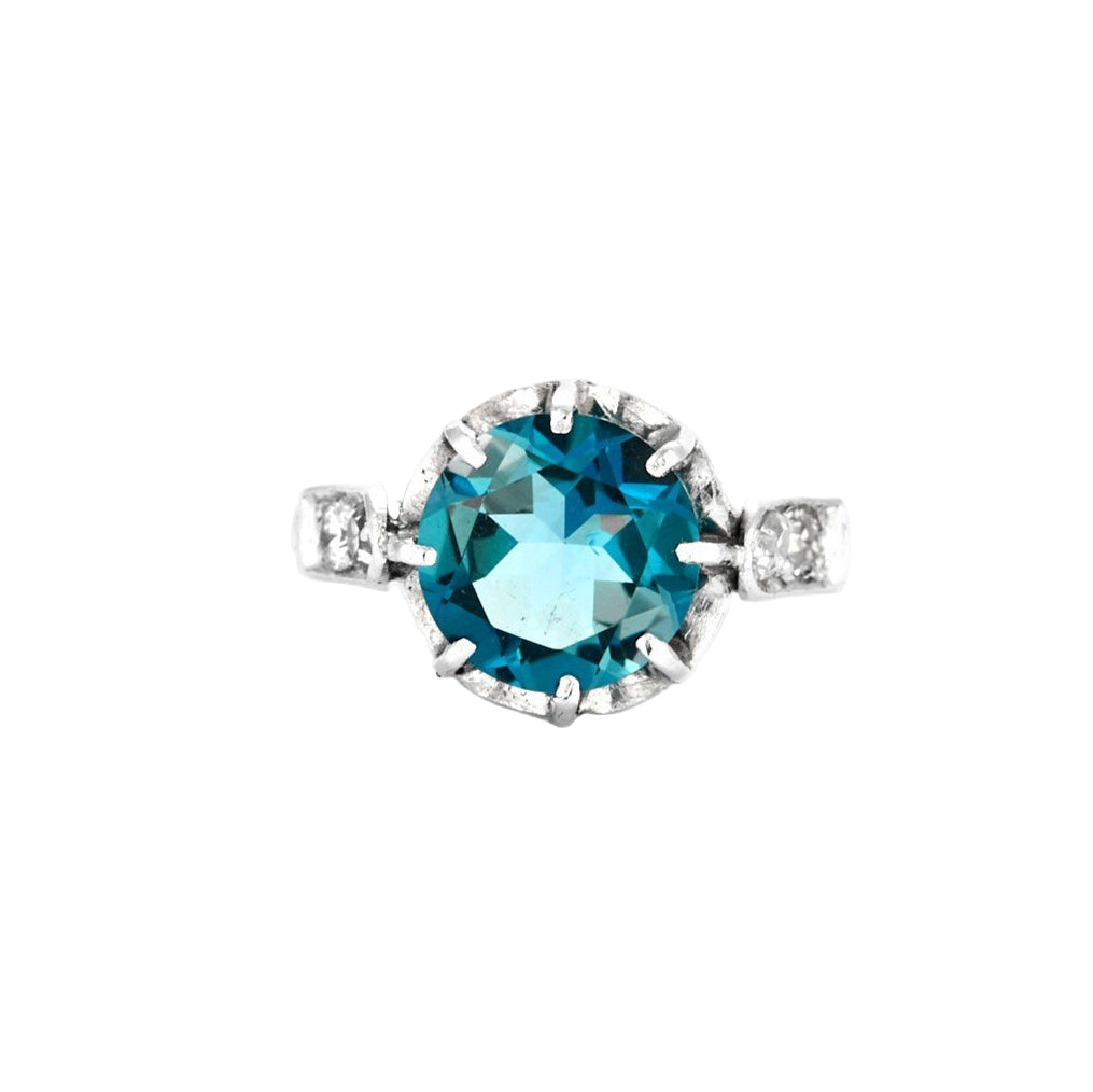 Bague Blue London en or blanc et topaze - Castafiore
