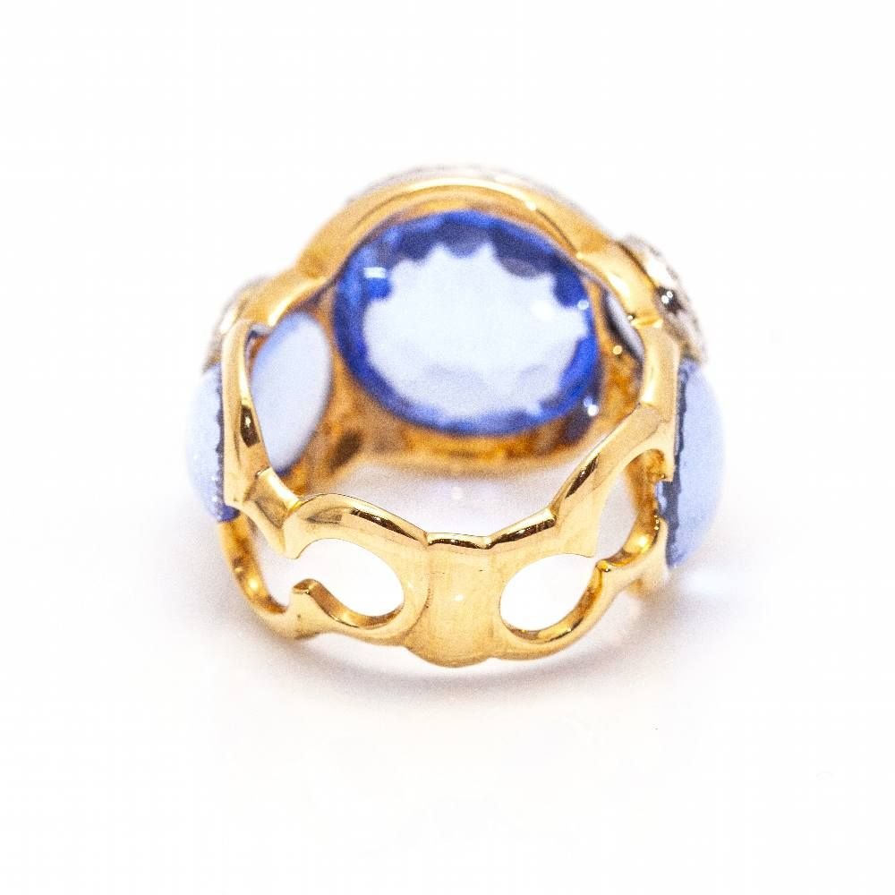 Bague BLUE SKY en or avec diamants et topaze - Castafiore