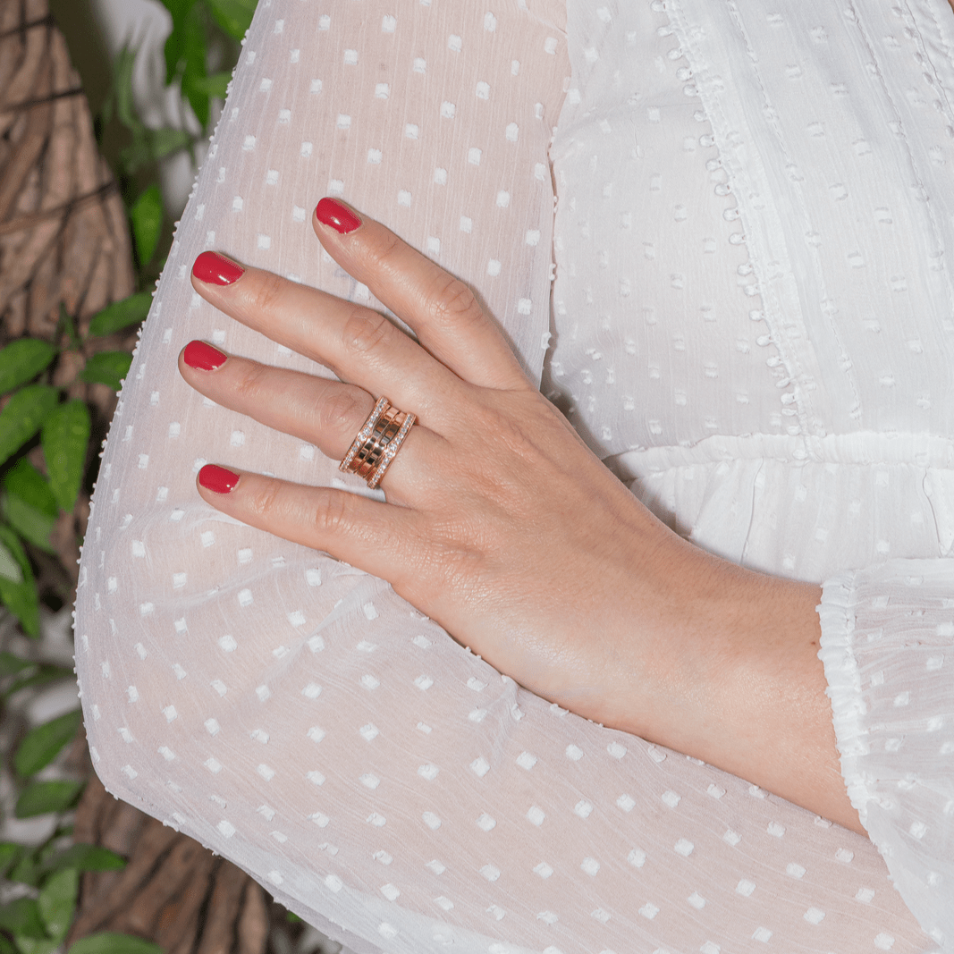 Bague BLUGARI "B.Zéro1" en or rose et diamants - Castafiore