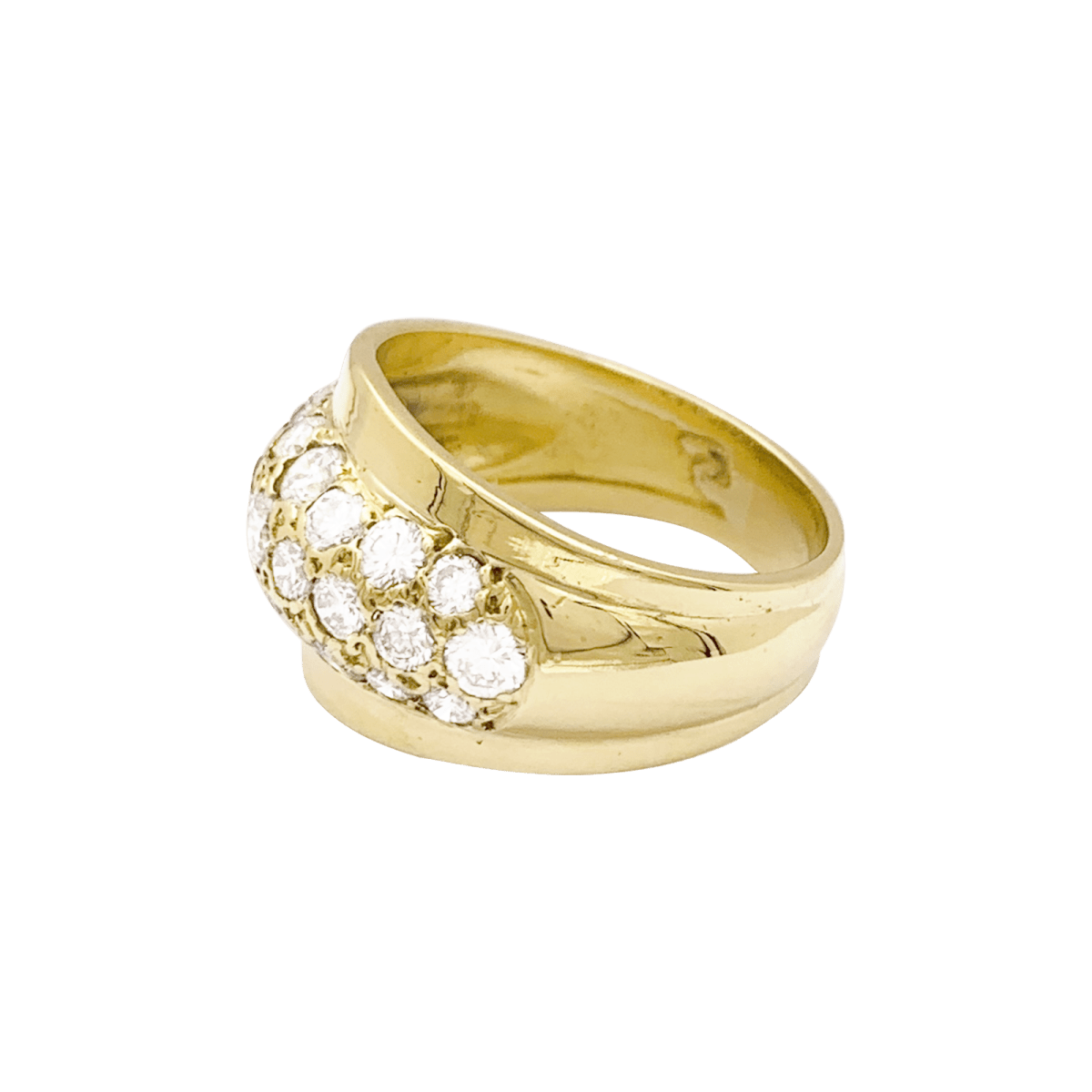Bague bombée en or jaune et diamants. - Castafiore