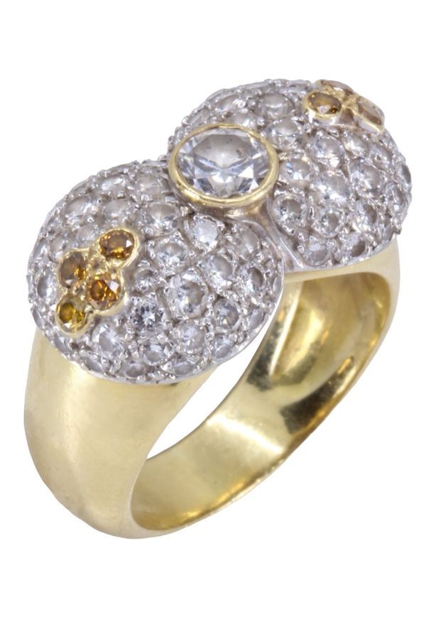 Bague bombée en or jaune et diamants - Castafiore