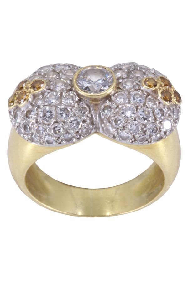 Bague bombée en or jaune et diamants - Castafiore