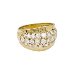 Bague bombée en or jaune et diamants. - Castafiore
